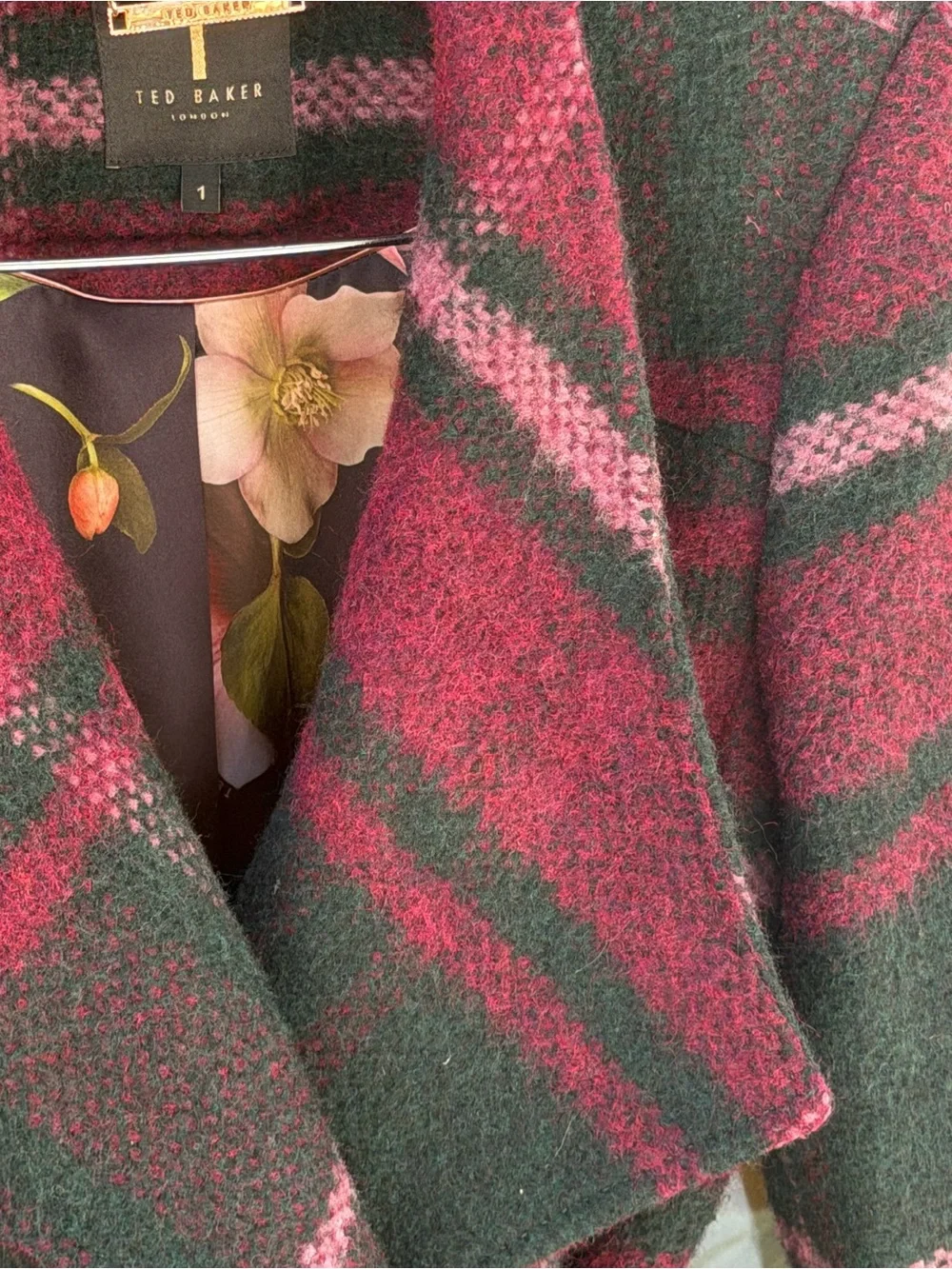 Ted Baker Plaid Belted Wrap Coat – Wool Blend size 1 US size 4